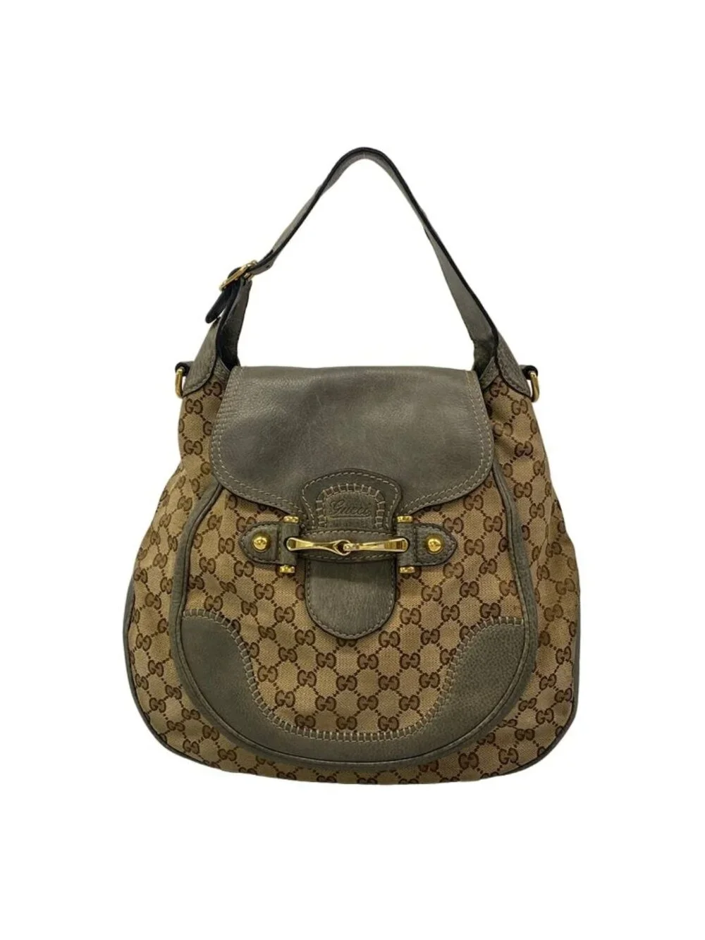 Gucci Shoulder Bag Horsebit New Pelham Light Brown Khaki Leather
